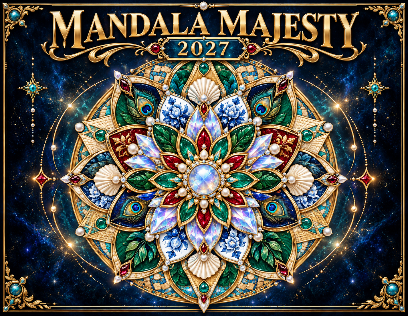 Mandala Majesty 2027 Wall Calendar — Jeweled Mandala Art | 11x17 Spiral-Bound