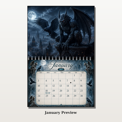 Gargoyles and Ravens Wall Calendar 2027