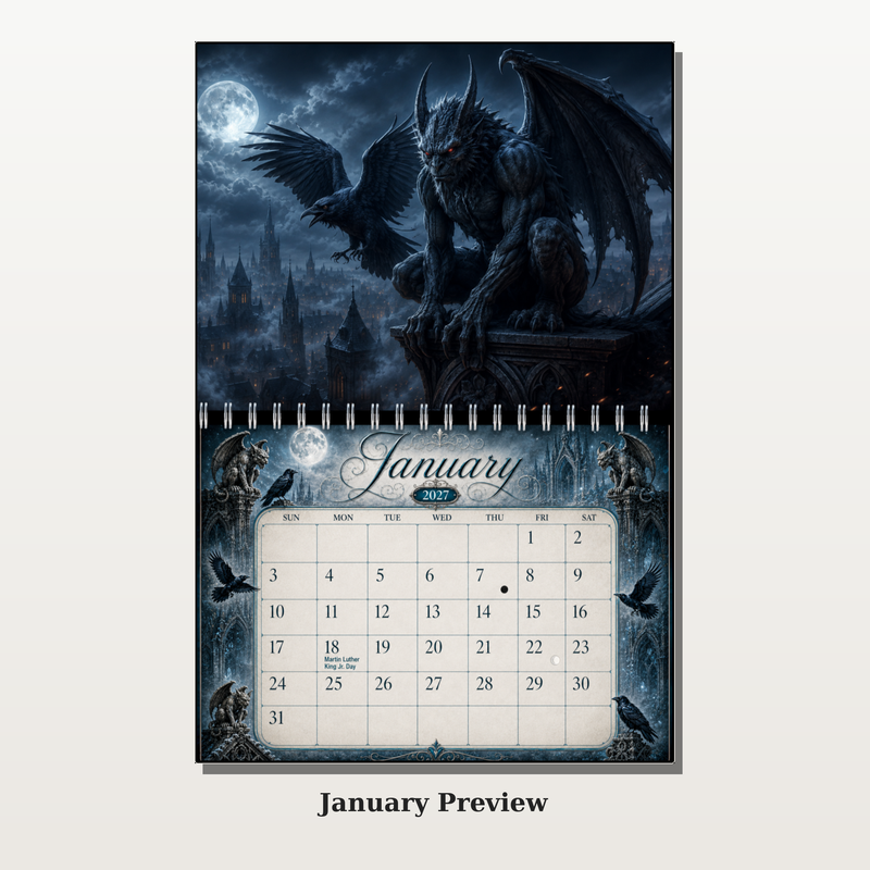 Gargoyles and Ravens Wall Calendar 2027
