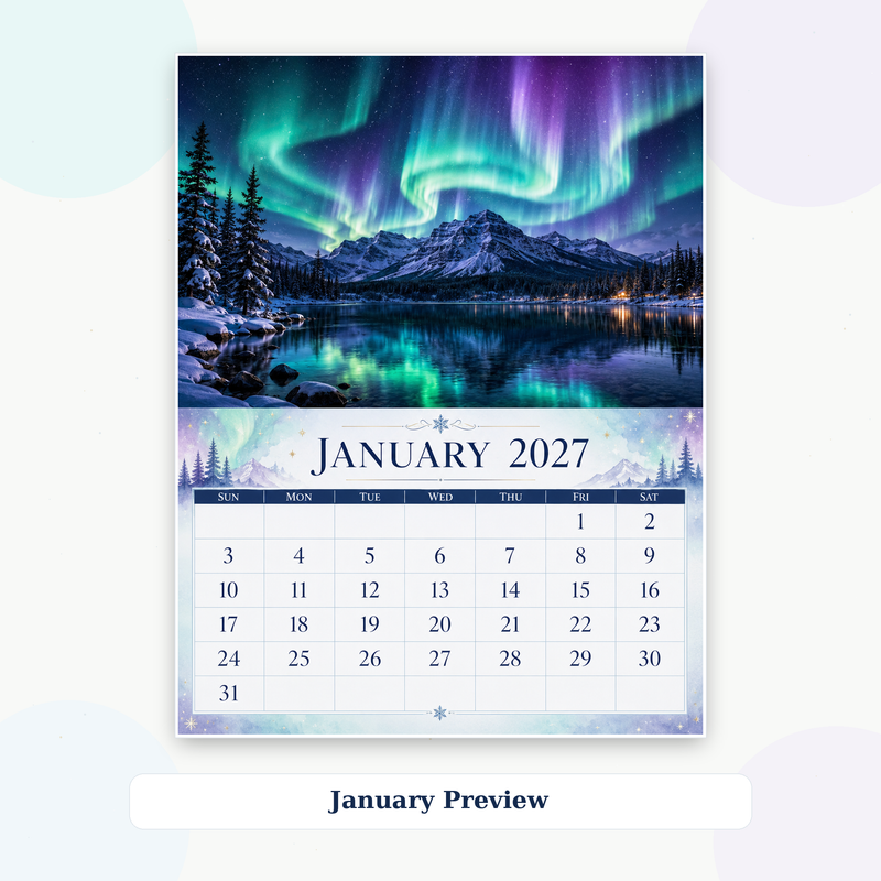 Aurora Borealis Wall Calendar 2027