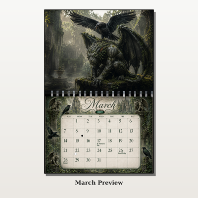 Gargoyles and Ravens Wall Calendar 2027