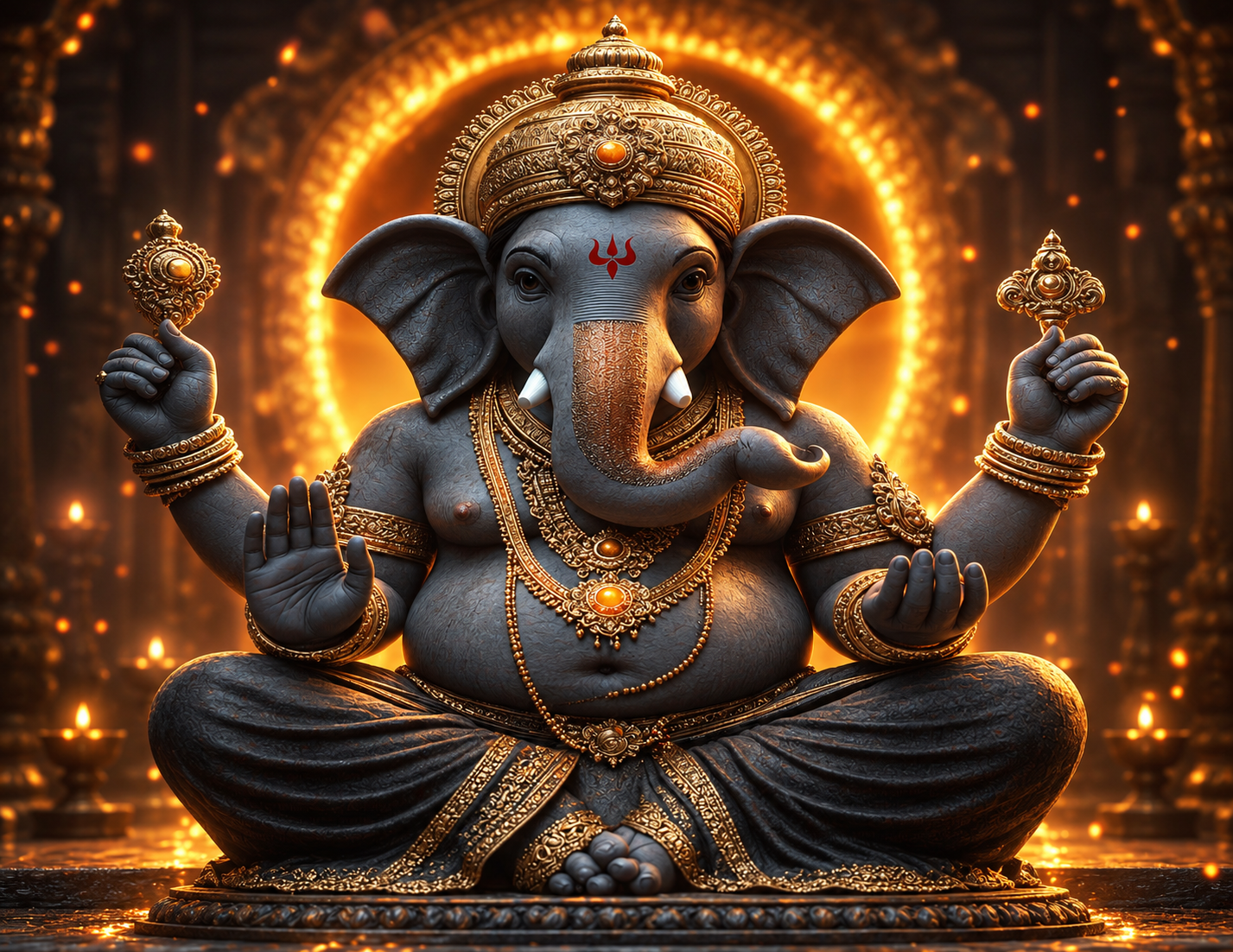 Ganesha 2027 Wall Calendar — Hindu Elephant God Art | 11x17 Spiral-Bound