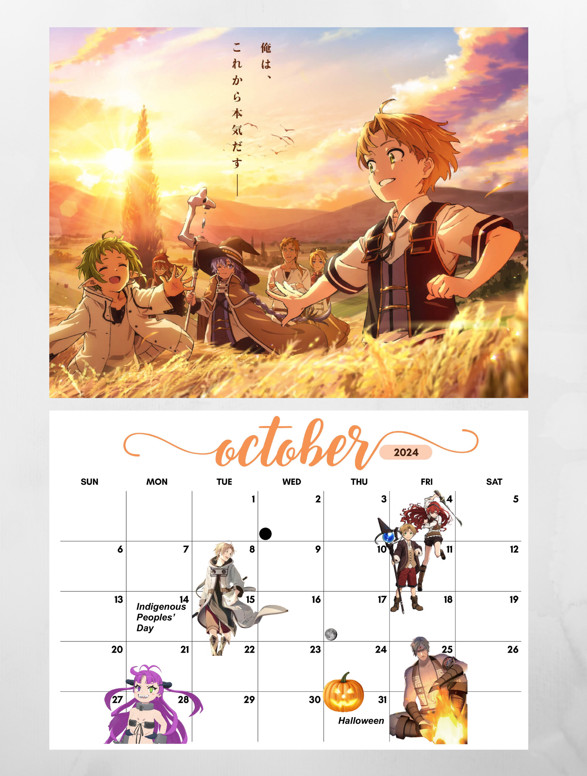 Anime Calendar 2024 Template