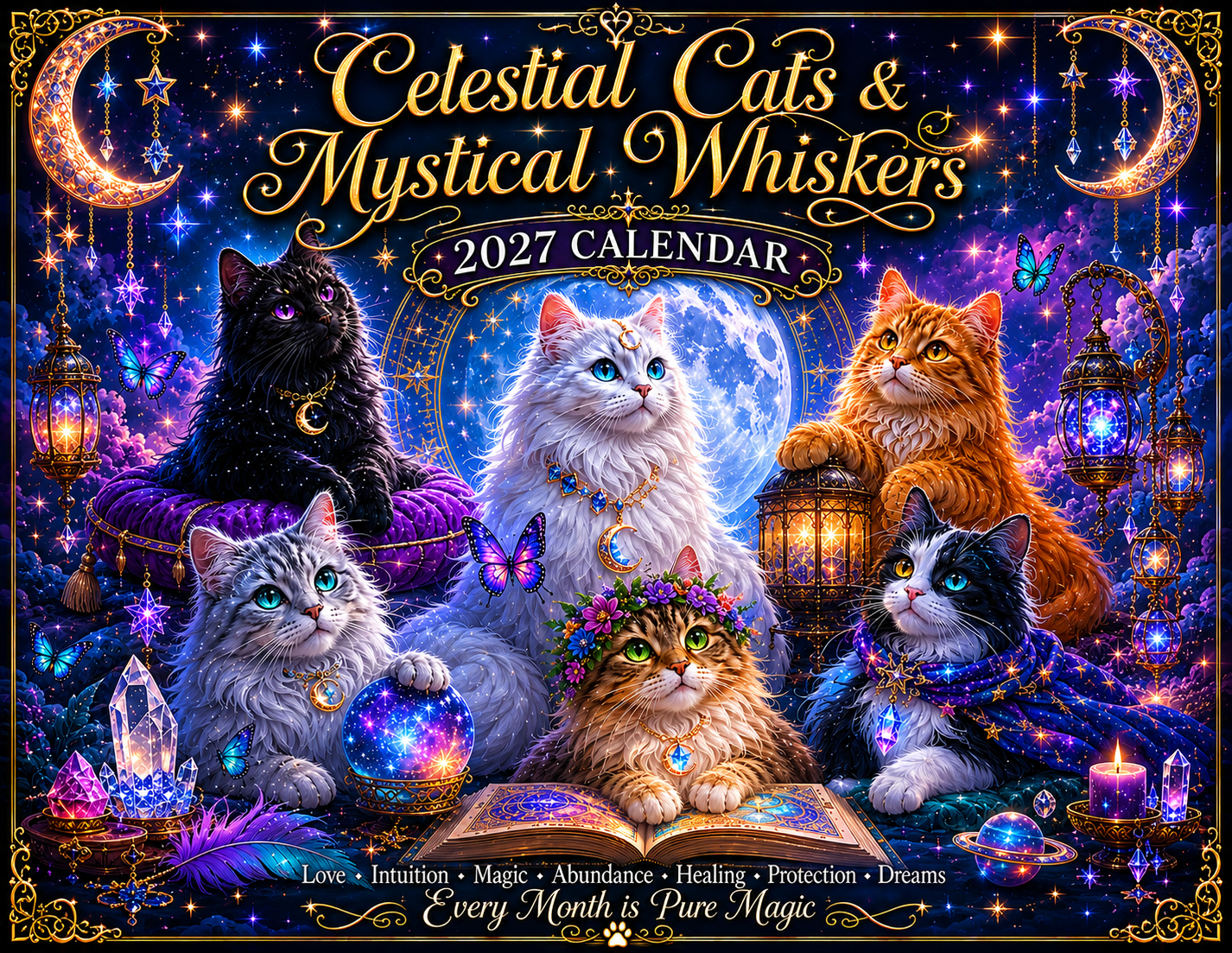 Celestial Cats & Mystical Whiskers Wall Calendar 2027