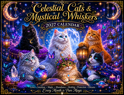 Celestial Cats & Mystical Whiskers Wall Calendar 2027