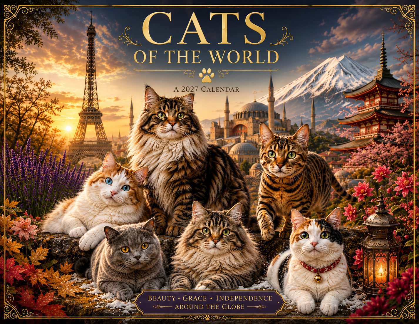 Cats of the World Wall Calendar 2027