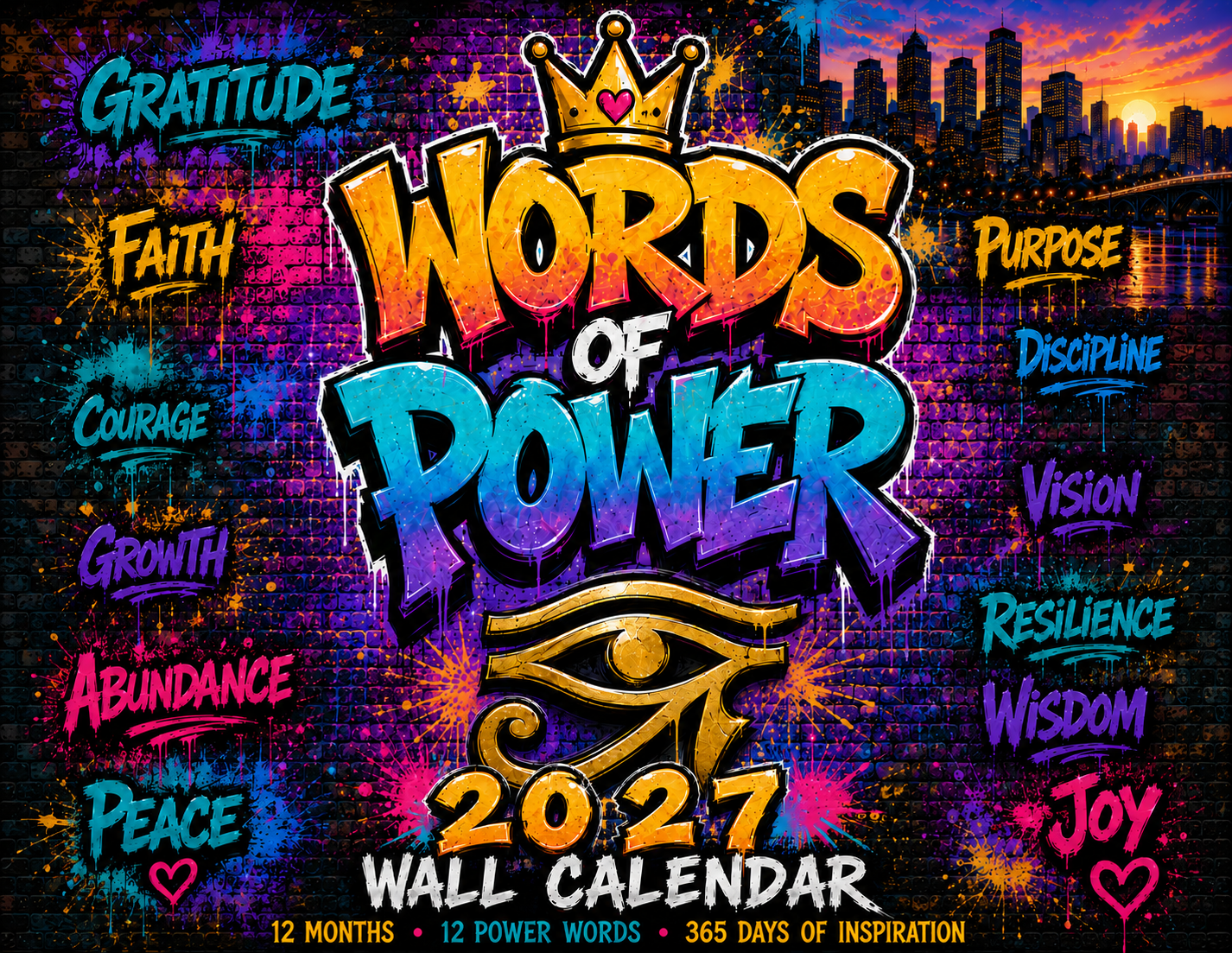 Words of Power 2027 Wall Calendar — 12 Months of Bold Art & Daily Motivation