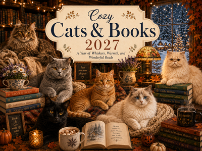 Cozy Cats & Books Wall Calendar 2027