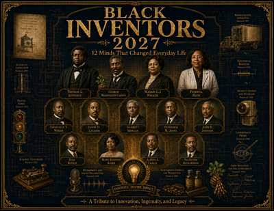 Black Inventors 2027 Wall Calendar — 12 Minds That Changed Everyday Life | 11x17 Spiral-Bound