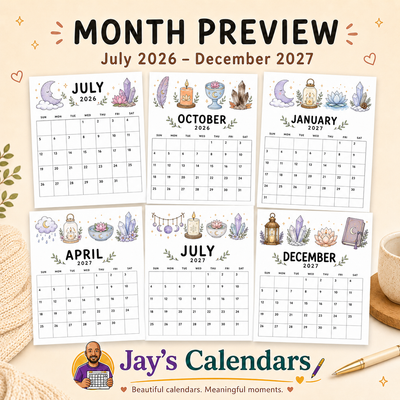 Spiritual Printable Calendar 2026-2027 | 18-Month Instant Digital Download