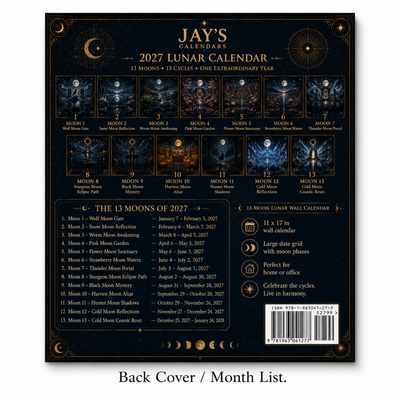 13 Moons Lunar Calendar 2027 — Moon Phase Wall Calendar