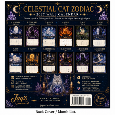 Celestial Cats & Mystical Whiskers Wall Calendar 2027
