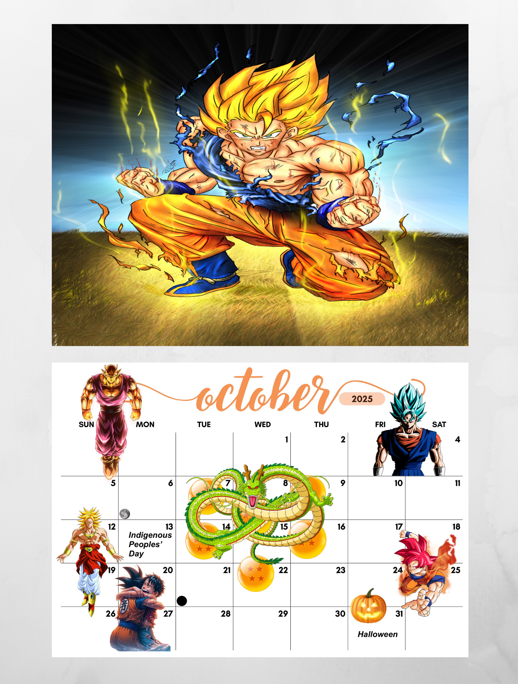 Dragonball Super 2025 Wall Calendar