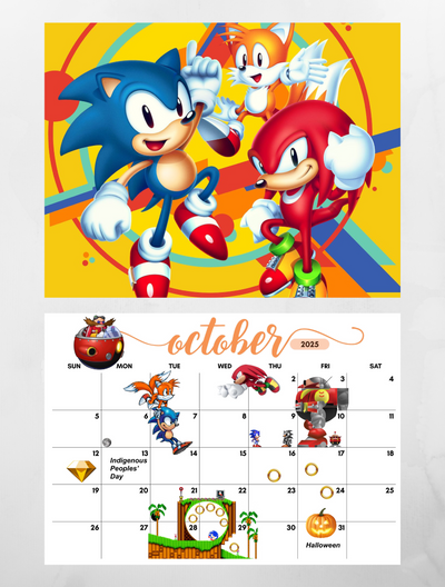 Sonic The Hedgehog 2025 Calendar