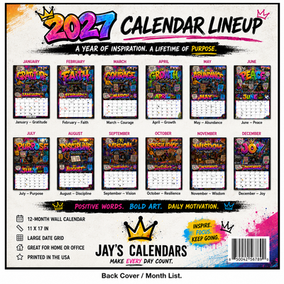 Words of Power 2027 Wall Calendar — 12 Months of Bold Art & Daily Motivation