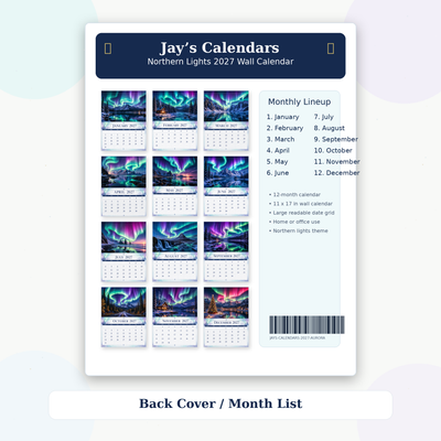Aurora Borealis Wall Calendar 2027