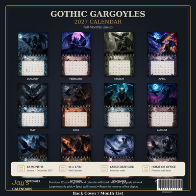 Gargoyles and Ravens Wall Calendar 2027