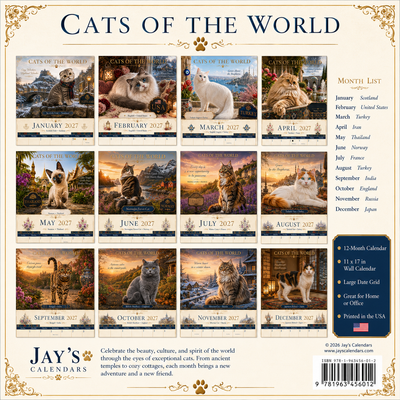 Cats of the World Wall Calendar 2027