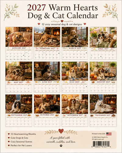 Cozy Companions Wall Calendar 2027 – Dogs & Cats