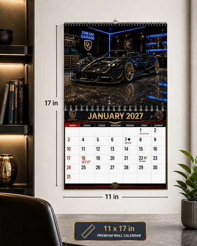 Dream Garage 2027 Wall Calendar — 12 Months of Exotic & Classic Cars | 11x17 Luxury Car Calendar