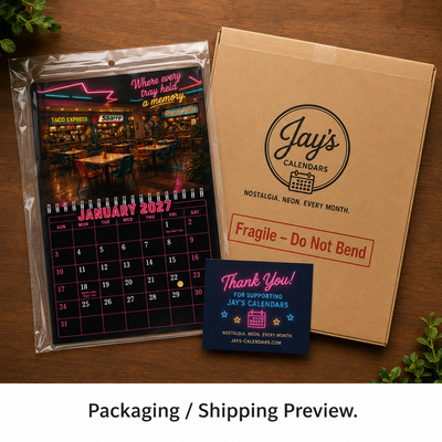Retro Mall Memories Wall Calendar 2027