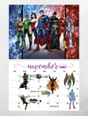 Justice league wall calendar 2025