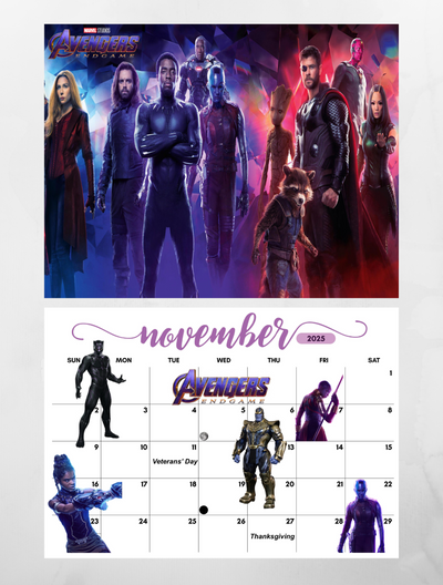 Avengers Endgame Wall Calendar 2025