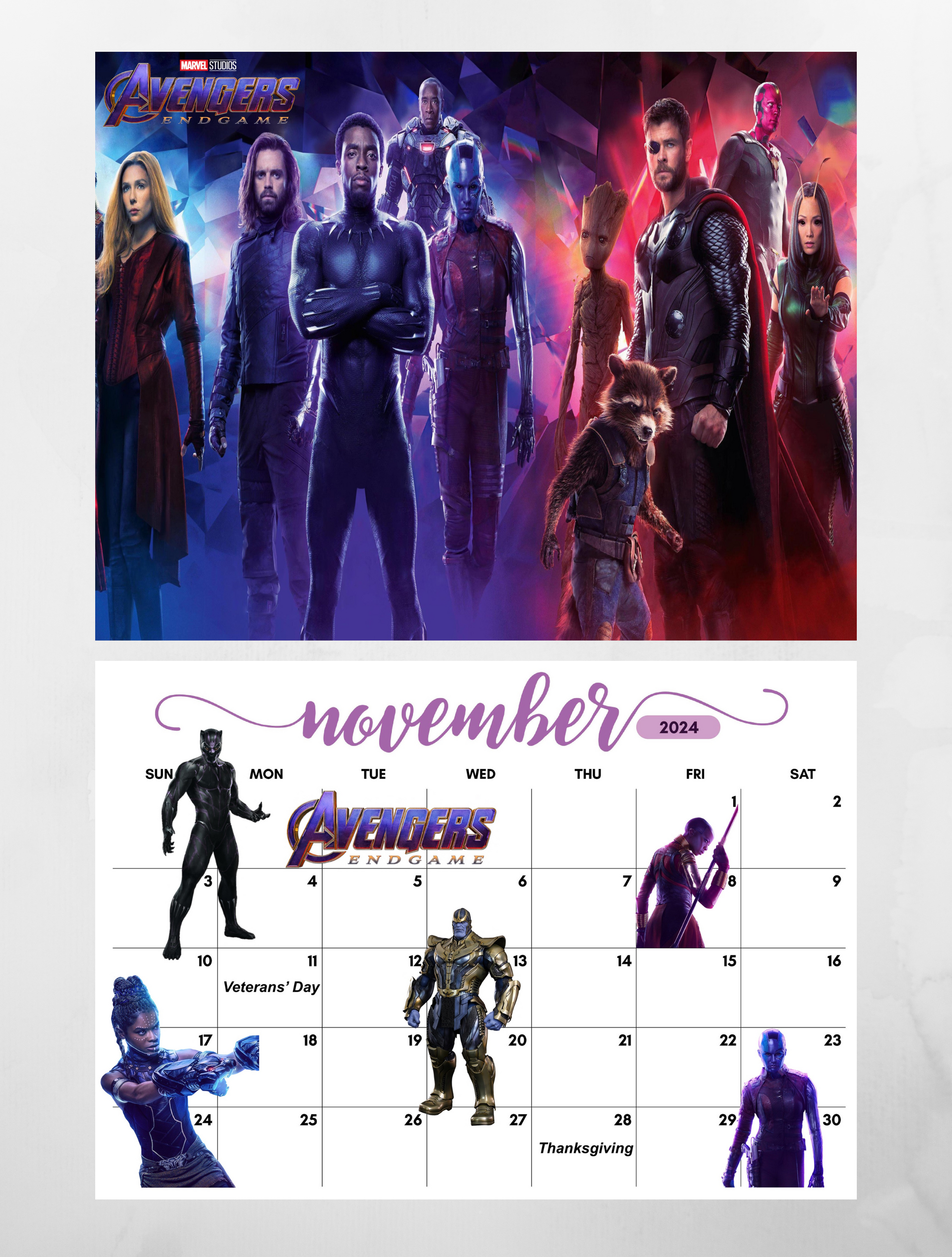 Calendar 2024 Marvel - Avengers