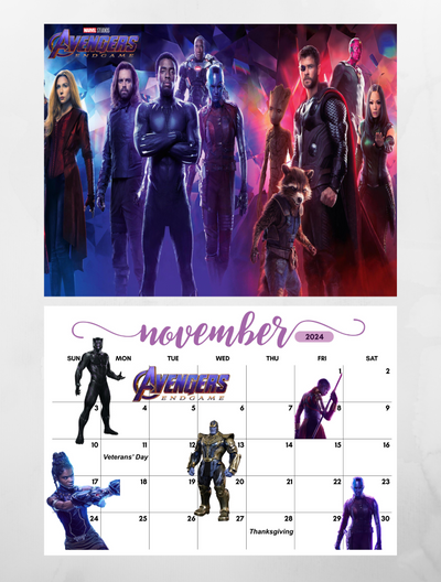 Avengers Endgame Wall Calendar 2024