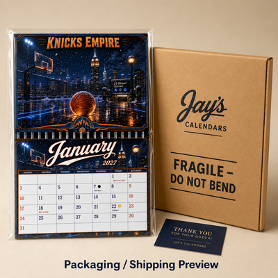 Knicks Empire 2027 Wall Calendar — NYC Hoops Art | 11x17 Spiral-Bound Sports Calendar