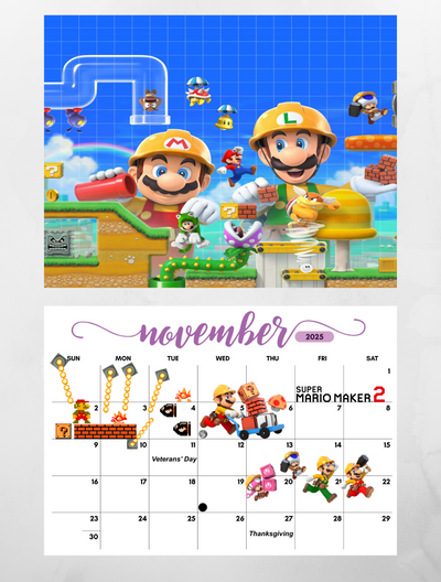 Super Mario Bros 2025 wall Calendar