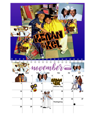 Black 90s TV Shows Wall Calendar 2027 back cover showing all 12 months — 2027 themed wall calendar by Jays Calendars