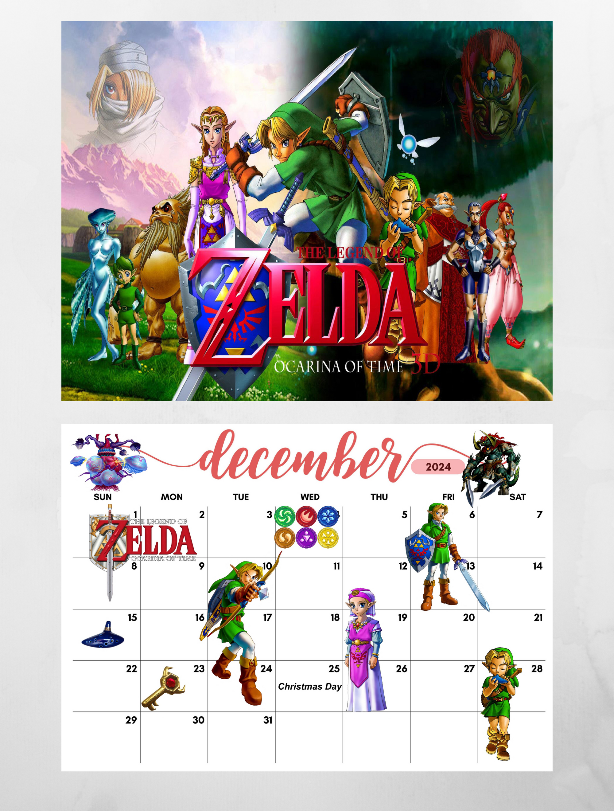 Legend of Zelda 2024 Wall Calendar - Book Summary & Video