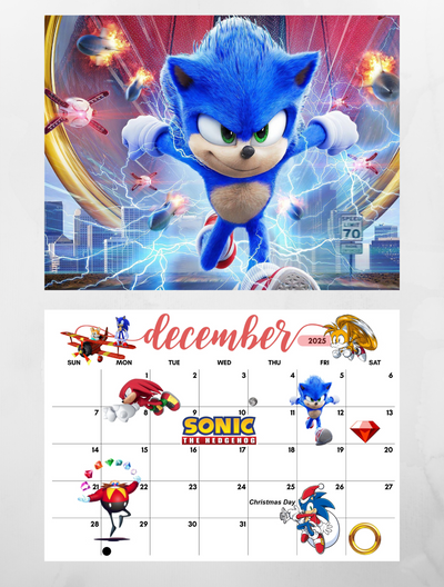 Sonic The Hedgehog 2025 Calendar