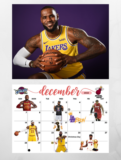 NBA legends Top 12 wall calendar 2025