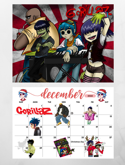 Gorillaz 2025 Wall Calendar