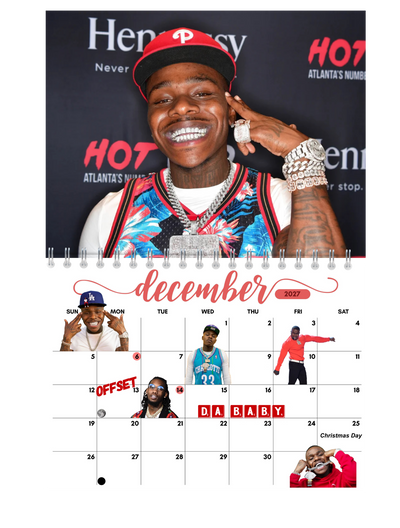 New Generation of Hip Hop Part 2 Wall Calendar 2027 packaging — 2027 wall calendar ships flat in rigid mailer with Fragile Do Not Bend label and thank-you card, by Jays Calendars