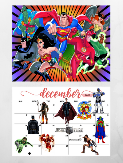 Justice league wall calendar 2025