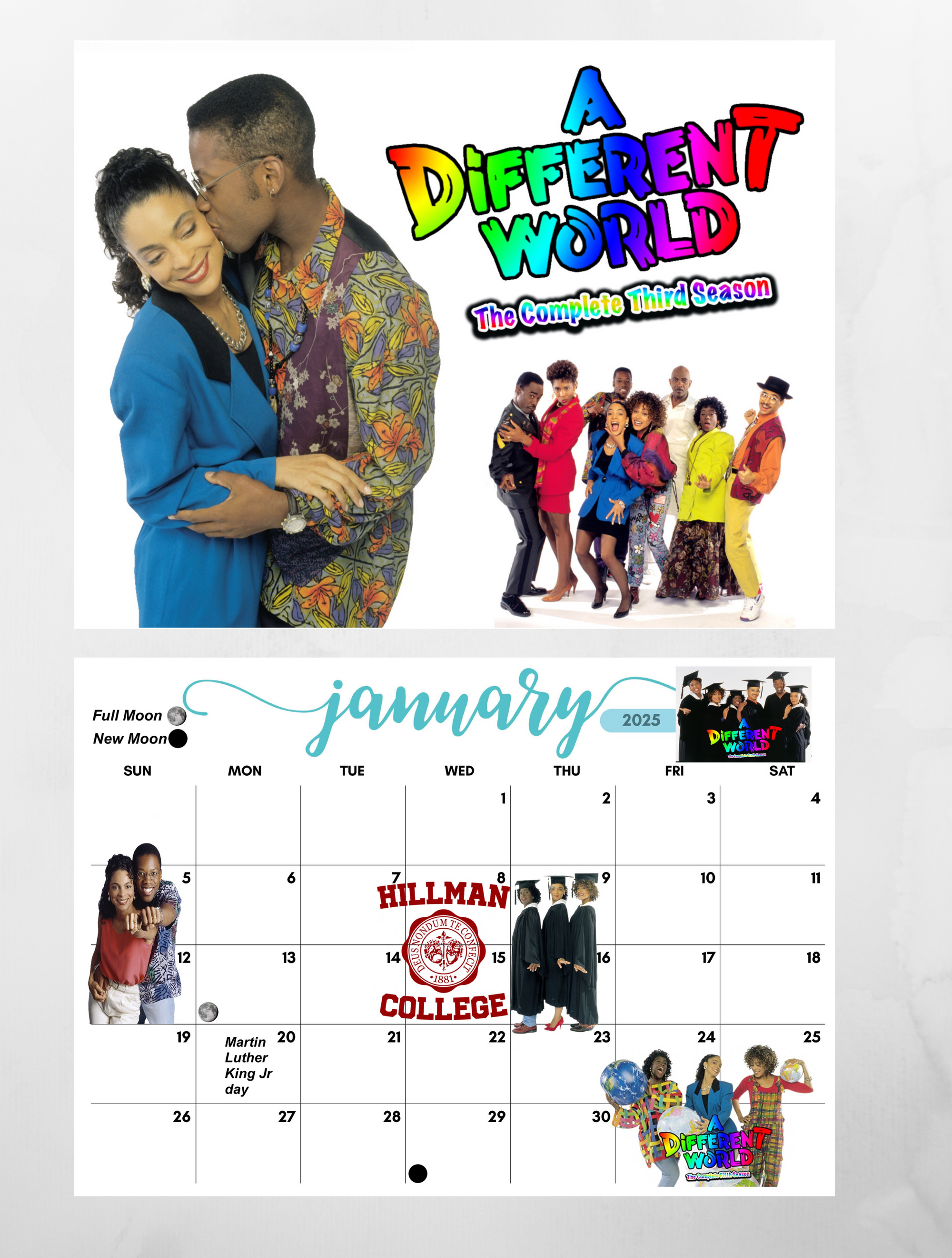 BLACK 90's TV SHOWS 2025 Wall Calendar - Jays Calendars black-90-s-tv-shows-2025-wall-calendar-jays-calendars