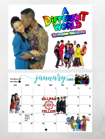 Black 90s TV Shows Wall Calendar 2025