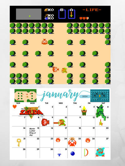 Zelda Wall Calendar 2024
