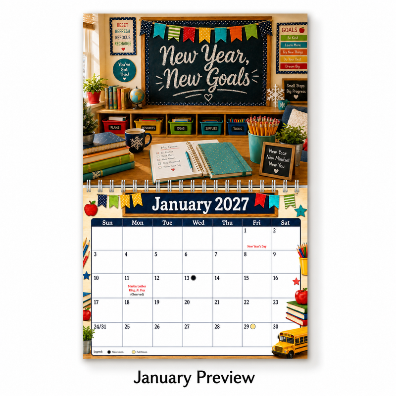 2026-2027 Teacher's Classroom Wall Calendar