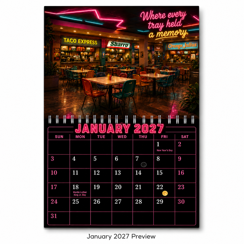 Retro Mall Memories Wall Calendar 2027