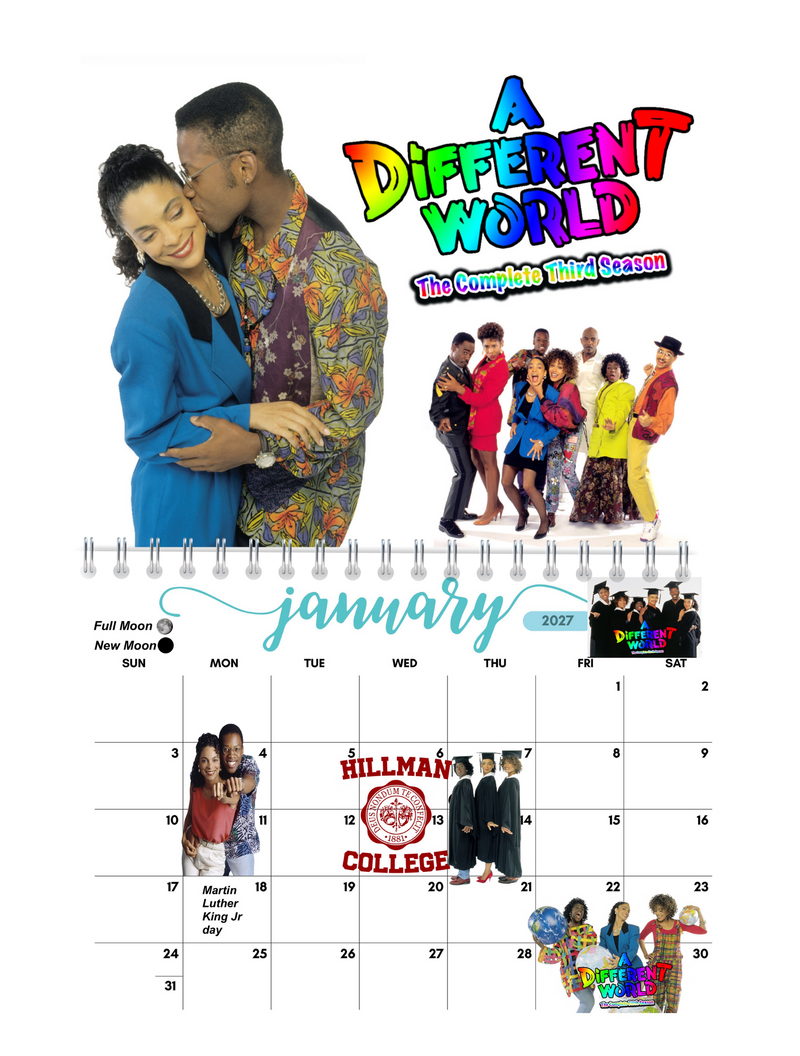 Black 90s TV Shows Wall Calendar 2027