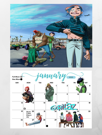 Gorillaz 2025 Wall Calendar