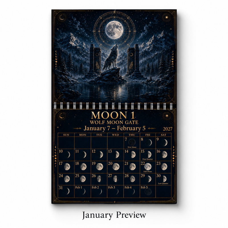 13 Moons Lunar Calendar 2027 — Moon Phase Wall Calendar