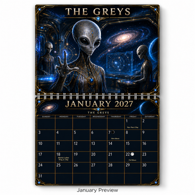 Alien Races Calendar 2027 — 12 Cosmic Civilizations | 11x17 Spiral-Bound Wall Calendar