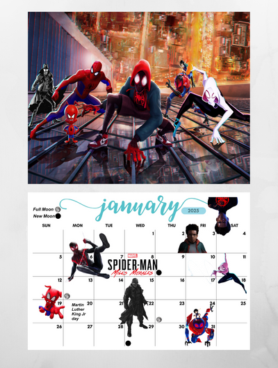 Spider-man Miles Morales wall calendar 2025