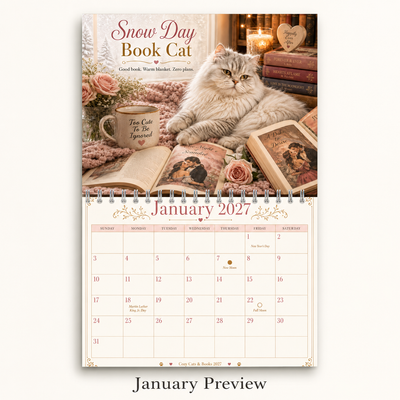 Cozy Cats & Books Wall Calendar 2027