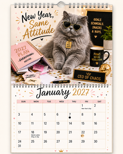 Funny Cat Attitude Wall Calendar 2027